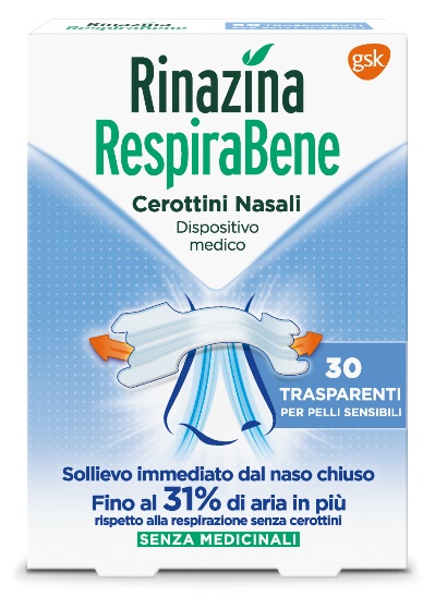 RINAZINA RESPIRABENE CEROTTI NASALI TRASPARENTI CARTON 30 PEZZI - Farmacia Nuova Dr.ssa Gabriella Catellani