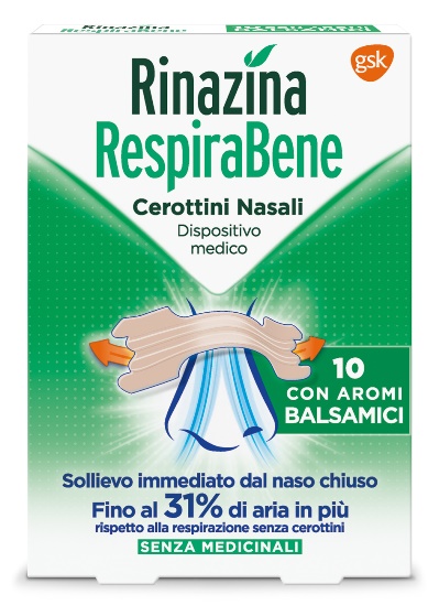 RINAZINA RESPIRABENE CEROTTI NASALI CON AROMI BALSAMICI CARTON 10 PEZZI - Farmacia Nuova Dr.ssa Gabriella Catellani
