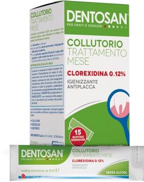 DENTOSAN COLLUTORIO MONODOSE TRATTAMENTO MENSILE 0,12% 15 BUSTINE DA 10 ML - Farmacia Nuova Dr.ssa Gabriella Catellani