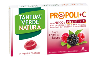 TANTUM VERDE NATURA PROPOLI+C CON ZINCO E VITAMINA C 15 PASTIGLIE GOMMOSE GUSTO FRUTTI DI BOSCO - Farmacia Nuova Dr.ssa Gabriella Catellani