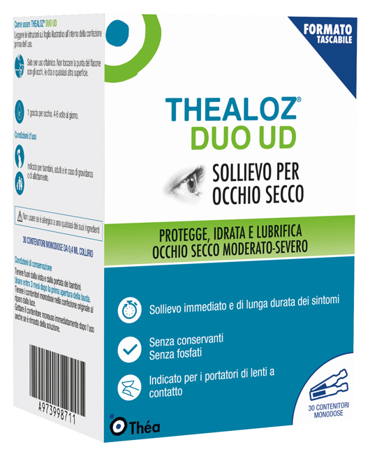 GOCCE OCULARI THEALOZ DUO UD 30 CONTENITORI MONODOSE 0,4 ML - Farmacia Nuova Dr.ssa Gabriella Catellani