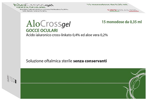ALOCROSS SOLUZIONE OFTALMICA ACIDO IALURONICO CROSS-LINKATO 0,2% E ALOE VERA 15 MONODOSE DA 0,35 ML - Farmacia Nuova Dr.ssa Gabriella Catellani