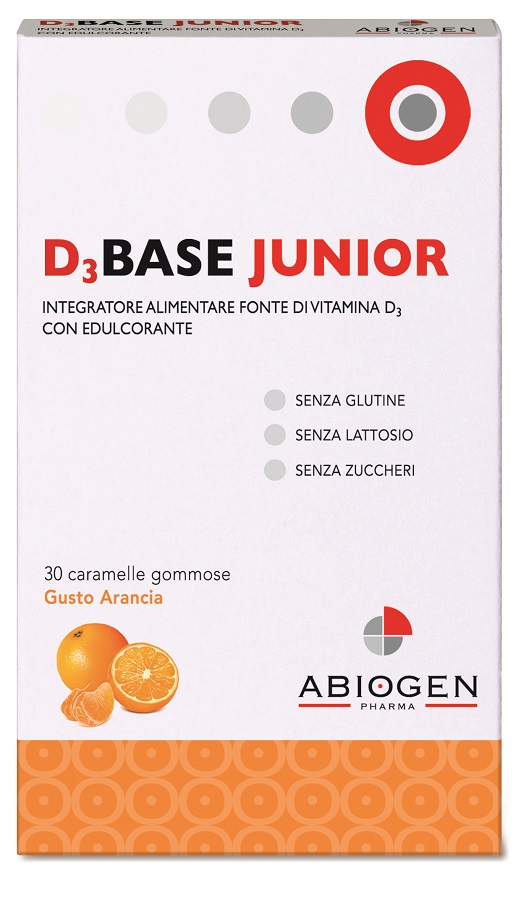 D3BASE JUNIOR 30 CARAMELLE GOMMOSE ARANCIA - Farmacia Nuova Dr.ssa Gabriella Catellani
