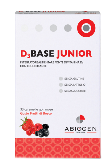 D3BASE JUNIOR 30 CARAMELLE GOMMOSE FRUTTI DI BOSCO - Farmacia Nuova Dr.ssa Gabriella Catellani