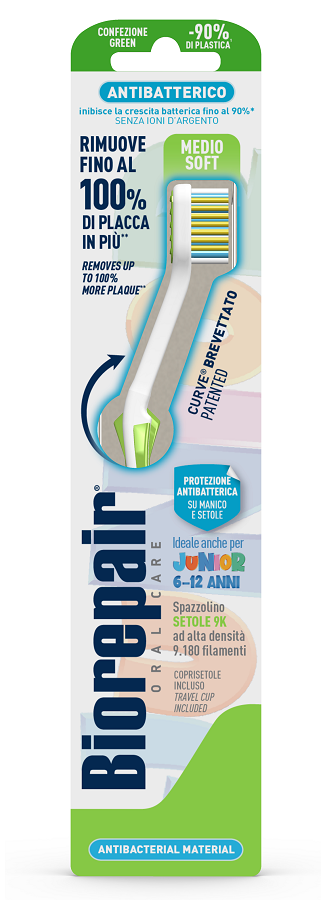 BIOREPAIR ORAL CARE SPAZZOLINO ANTIBATTERICO JUNIOR 6-12 ANNI PIU' COMFORT SETOLE MEDIO SOFT - Farmacia Nuova Dr.ssa Gabriella Catellani