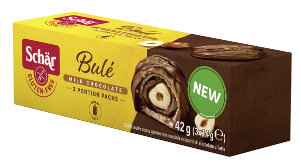 SCHAR BULE' CIALDE WAFER CON NOCCIOLA RICOPERTE DI CIOCCOLATO AL LATTE 3 PORZIONI DA 14 G - Farmacia Nuova Dr.ssa Gabriella Catellani