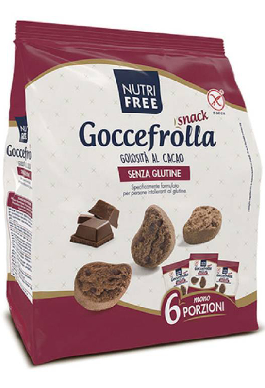 NUTRIFREE GOCCEFROLLA SNACK GOLOSITA' AL CACAO SENZA LATTOSIO 6 MONOPORZIONI DA 40 G - Farmacia Nuova Dr.ssa Gabriella Catellani