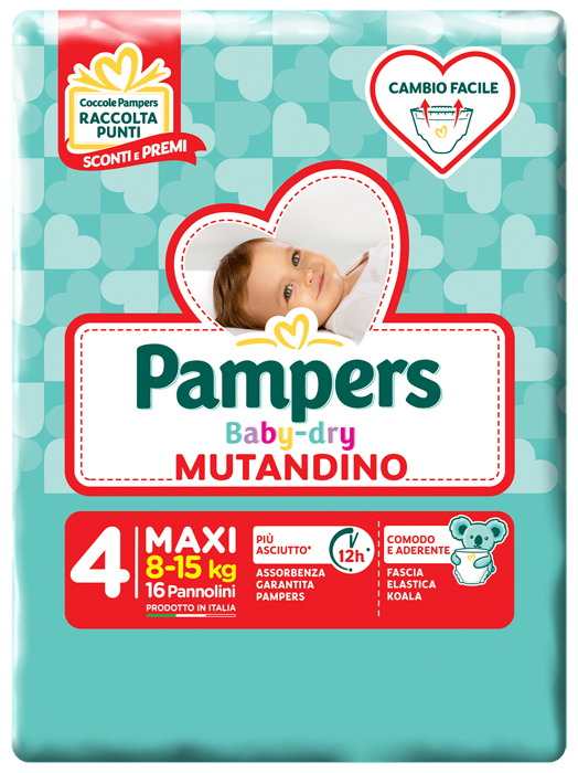 PAMPERS BABY DRY MUTANDINA MAXI 4 SMALL PACK 16 PEZZI - Farmacia Nuova Dr.ssa Gabriella Catellani