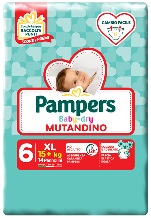 PAMPERS BABY DRY MUTANDINA XL 6 SMALL PACK 14 PEZZI - Farmacia Nuova Dr.ssa Gabriella Catellani