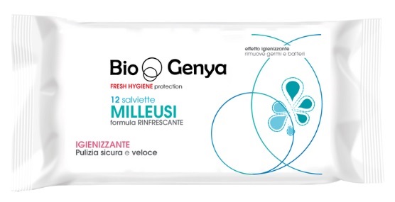 BIOGENYA FRESH HYGIENE PROTECTION 12 SALVIETTE MILLEUSI RINFRESCANTE IGIENIZZANTE - Farmacia Nuova Dr.ssa Gabriella Catellani