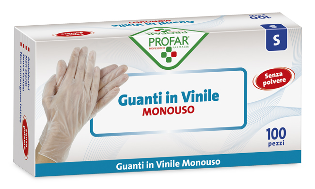 PROFAR GUANTO IN VINILE SENZA POLVERE S 100 PEZZI - Farmacia Nuova Dr.ssa Gabriella Catellani