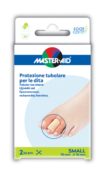 PROTEZIONE TUBOLARE IN GEL MASTER-AID FOOTCARE ELASTICIZZATO SMALL 7,5 CM 15 MM 2 PEZZI C4 - Farmacia Nuova Dr.ssa Gabriella Catellani