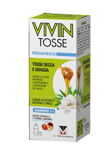 VIVIN TOSSE PEDIATRICO SCIROPPO PER TOSSE SECCA E GRASSA GUSTO FRAGOLA E CREME CARAMEL 150 ML - Farmacia Nuova Dr.ssa Gabriella Catellani