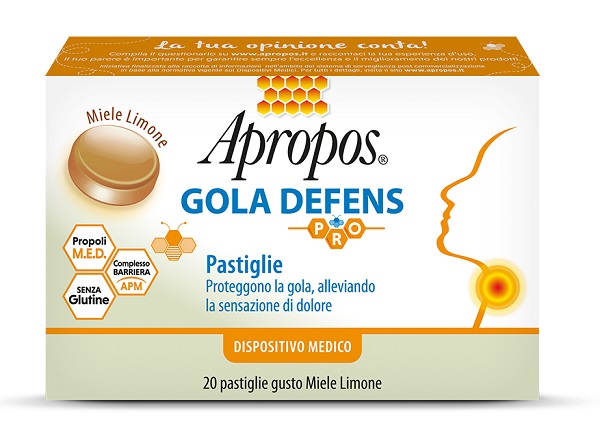 APROPOS GOLA DEFENS PRO 20 PASTIGLIE MIELE LIMONE - Farmacia Nuova Dr.ssa Gabriella Catellani
