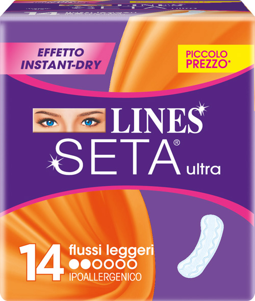 LINES SETA ULTRA ASSORBENTI PER FLUSSI LEGGERI 14 PEZZI - Farmacia Nuova Dr.ssa Gabriella Catellani