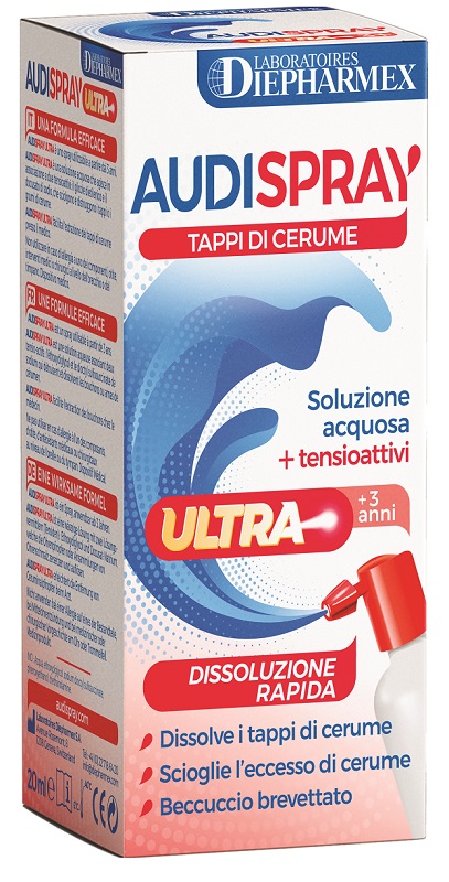 AUDISPRAY ULTRA +3 ANNI SOLUZIONE ACQUOSA + TENSIOATTIVI SPRAY TAPPI DI CERUME 20 ML - Farmacia Nuova Dr.ssa Gabriella Catellani
