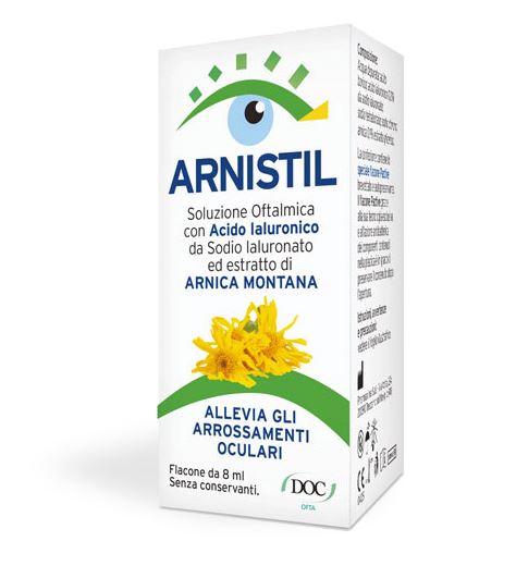 ARNISTIL SOLUZIONE OFTALMICA ACIDO IALURONICO 0,2% + ESTRATTO DI ARNICA MONTANA 0,1% FLACONE 8 ML - Farmacia Nuova Dr.ssa Gabriella Catellani