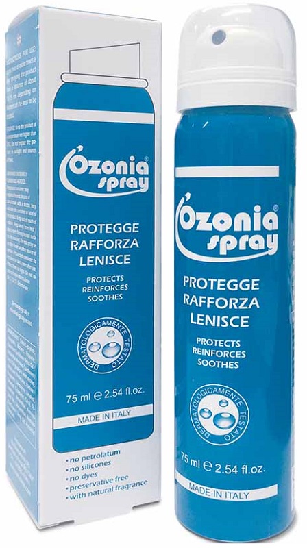 OZONIA SPRAY A BASE DI OLIO OZONIZZATO PER CUTE E MUCOSE ARROSSATE INFIAMMATE DISTROFICHE SENSIBILI 75 ML - Farmacia Nuova Dr.ssa Gabriella Catellani