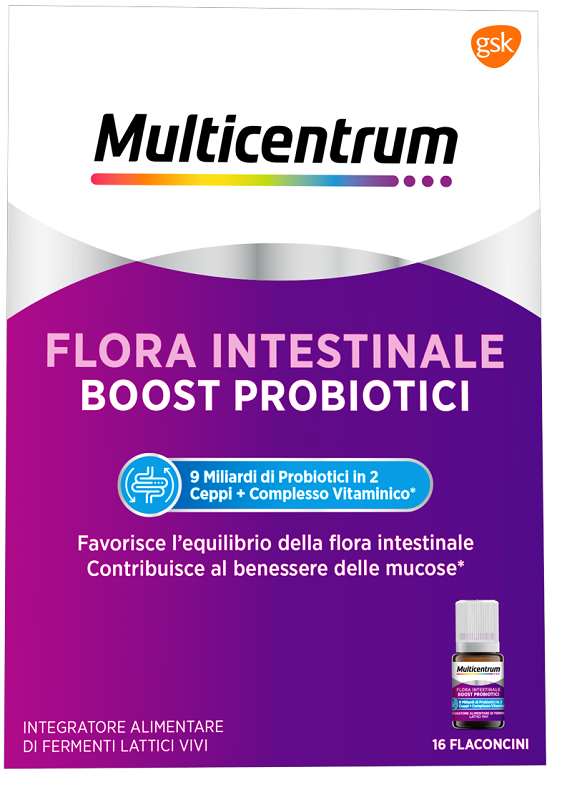 MULTICENTRUM FLORA INTESTINALE BOOST PROBIOTICI 16 FLACONCINI - Farmacia Nuova Dr.ssa Gabriella Catellani