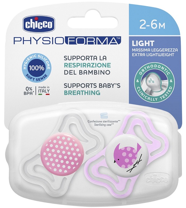 CHICCO SUCCHIETTO LIGHT GIRL SILICONE 2-6 MESI 2 PEZZI - Farmacia Nuova Dr.ssa Gabriella Catellani