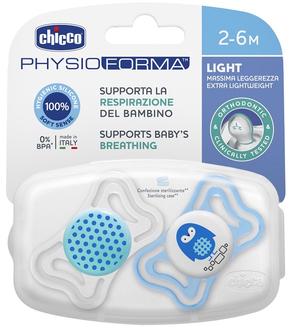 CHICCO SUCCHIETTO LIGHT BOY SILICONE 2-6 MESI 2 PEZZI - Farmacia Nuova Dr.ssa Gabriella Catellani