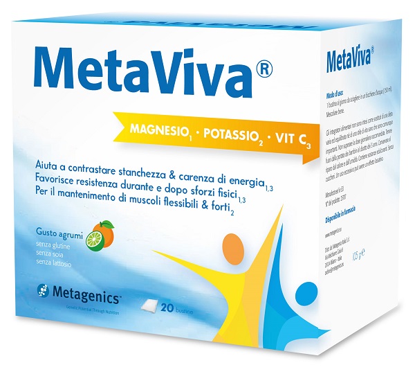 METAVIVA MAGNESIO POTASSIO VITAMINA C 20 BUSTINE - Farmacia Nuova Dr.ssa Gabriella Catellani