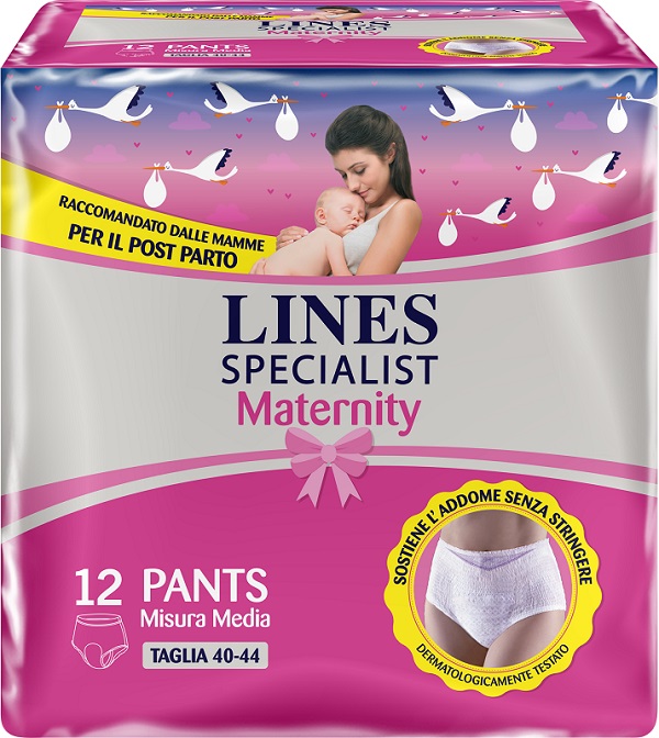 LINES SPECIALIST MATERNITY MUTANDINA ASSORBENTE PER PERDITE POST PARTO MISURA MEDIUM 12 PEZZI - Farmacia Nuova Dr.ssa Gabriella Catellani