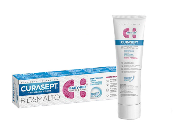 CURASEPT BIOSMALTO DENTIFRICIO BABY KID FRAGOLA CARIE ABRASIONE & EROSIONE 50 ML - Farmacia Nuova Dr.ssa Gabriella Catellani