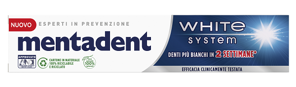 MENTADENT WHITE SYSTEM 75 ML - Farmacia Nuova Dr.ssa Gabriella Catellani
