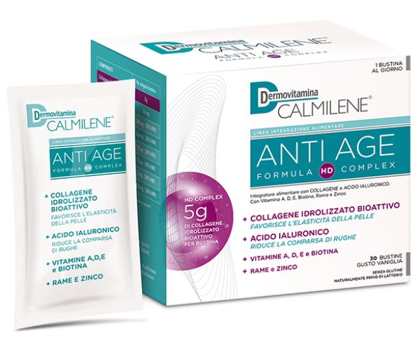 DERMOVITAMINA CALMILENE ANTIAGE IA A BASE DI COLLAGENE E ACIDO IALURONICO POLVERE 30 BUSTINE GUSTO VANIGLIA - Farmacia Nuova Dr.ssa Gabriella Catellani