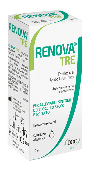 RENOVA TRE COLLIRIO A BASE DI TREALOSIO E ACIDO IALURONICO 10 ML SENZA CONSERVANTI - Farmacia Nuova Dr.ssa Gabriella Catellani