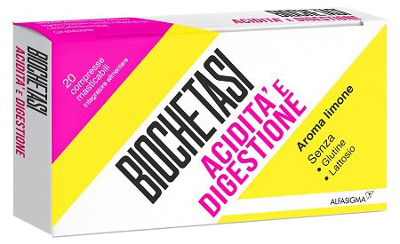 BIOCHETASI ACIDITA' E DIGESTIONE 20 COMPRESSE MASTICABILI AROMA LIMONE - Farmacia Nuova Dr.ssa Gabriella Catellani