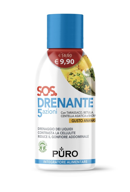 PURO DRENANTE 5 AZIONI CON BAOBAB GUSTO ANANAS 500 ML - Farmacia Nuova Dr.ssa Gabriella Catellani