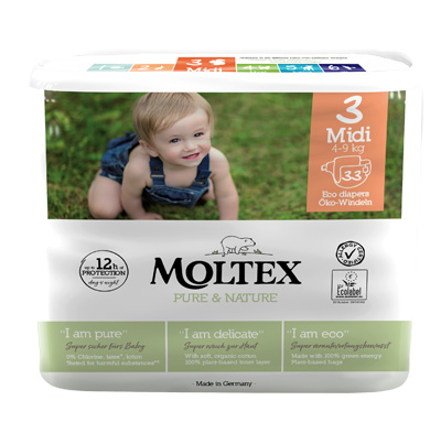 PANNOLINI MOLTEX PURE & NATURE MIDI 4-9 KG TAGLIA 3 33 PEZZI - Farmacia Nuova Dr.ssa Gabriella Catellani