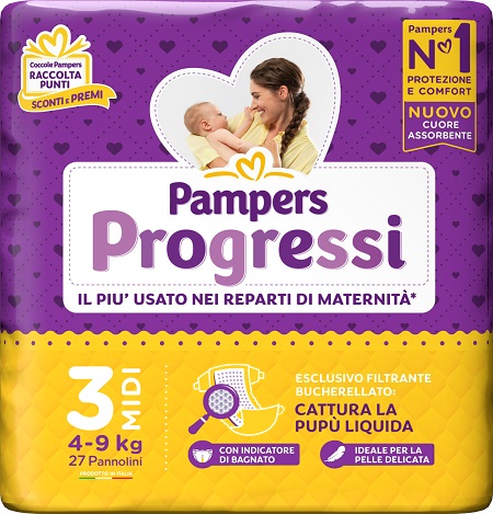 PAMPERS PROGRESSI MIDI PANNOLINO 3 4-9KG 27 PEZZI - Farmacia Nuova Dr.ssa Gabriella Catellani