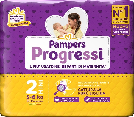 PAMPERS PROGRESSI MINI PANNOLINO 2 3-6KG 30 PEZZI - Farmacia Nuova Dr.ssa Gabriella Catellani