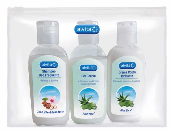 ALVITA KIT VIAGGIO BODY CARE 1 GEL DOCCIA ALOE VERA 75 ML + 1 CREMA CORPO IDRATANTE ALOE 75 ML + 1 SHAMPOO USO FREQUENTE 75 ML - Farmacia Nuova Dr.ssa Gabriella Catellani