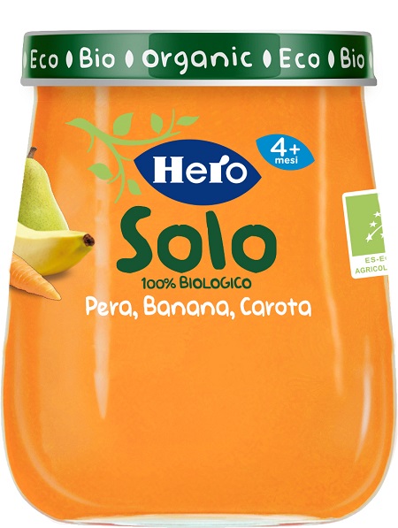 HERO BABY OMOGENEIZZATO PERA BANANA CAROTA 100% BIO 120 G - Farmacia Nuova Dr.ssa Gabriella Catellani