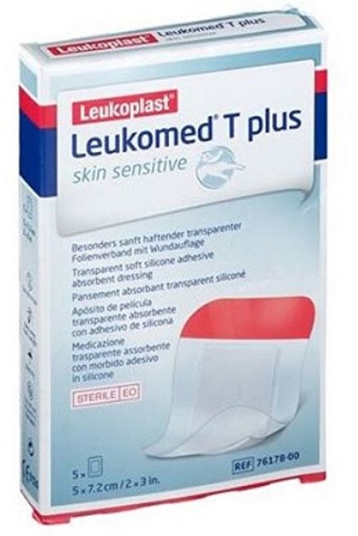 LEUKOMED T PLUS SKIN SENSITIVE MEDICAZIONE POST-OPERATORIA TRASPARENTE IMPERMEABILE CON MASSA ADESIVA AL SILICONE 5X7,2CM 5 PEZZI - Farmacia Nuova Dr.ssa Gabriella Catellani