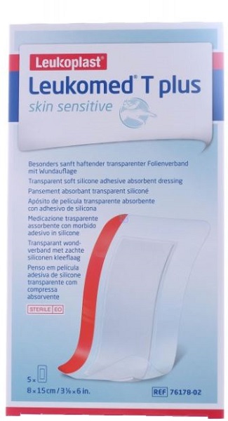 LEUKOMED T PLUS SKIN SENSITIVE MEDICAZIONE POST-OPERATORIA TRASPARENTE IMPERMEABILE CON MASSA ADESIVA AL SILICONE 8X15CM 5 PEZZI - Farmacia Nuova Dr.ssa Gabriella Catellani