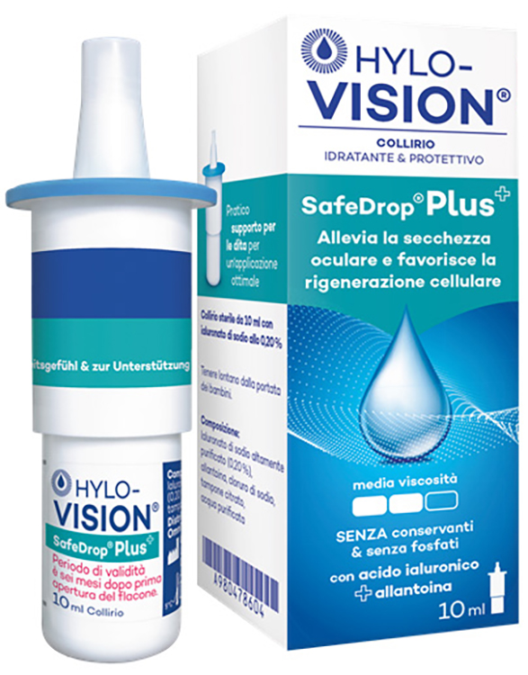 HYLOVISION SAFE DROP PLUS COLLIRIO IDRATANTE E PROTETTIVO 10 ML - Farmacia Nuova Dr.ssa Gabriella Catellani