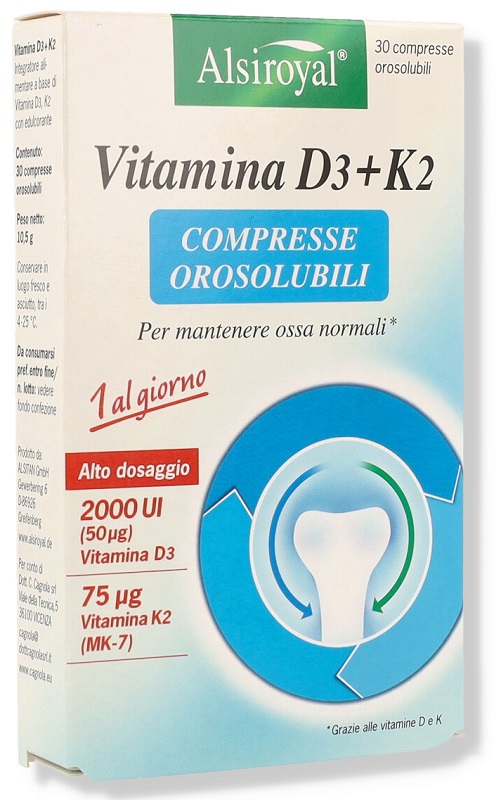 ALSIROYAL VITAMINA D3+K2 30 COMPRESSE OROSOLUBILI - Farmacia Nuova Dr.ssa Gabriella Catellani
