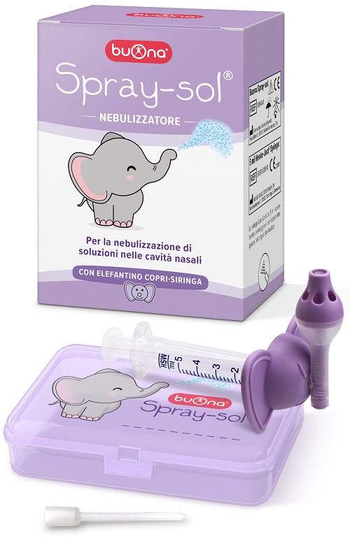 BUONA SPRAY-SOL NEBULIZZATORE SPRAY SOL + AGO CANNULA + SIRINGA LUER LOCK DA 5 ML + ELEFANTINO COPRI-SIRINGA + CONTENITORE - Farmacia Nuova Dr.ssa Gabriella Catellani