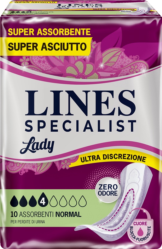 ASSORBENTI PER INCONTINENZA LINES SPECIALIST LADY NORMAL 10 PEZZI - Farmacia Nuova Dr.ssa Gabriella Catellani