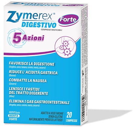 ZYMEREX DIGESTIVO FORTE 5 AZIONI 20 COMPRESSE MASTICABILI - Farmacia Nuova Dr.ssa Gabriella Catellani