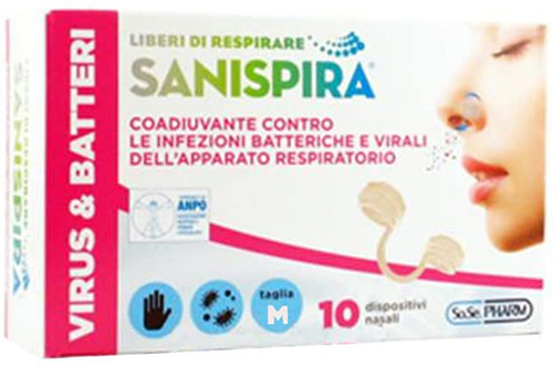 SANISPIRA VISUR & BATTERI FILTRO NASALE MEDIUM 10 PEZZI - Farmacia Nuova Dr.ssa Gabriella Catellani