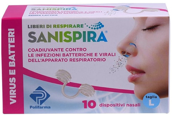 SANISPIRA VISUR & BATTERI FILTRO NASALE LARGE 10 PEZZI - Farmacia Nuova Dr.ssa Gabriella Catellani