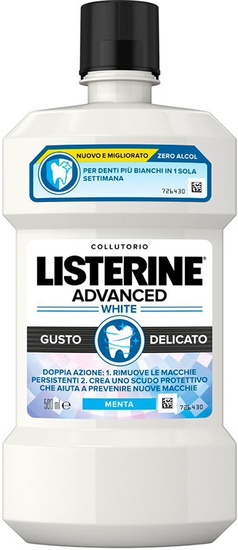 LISTERINE ADVANCED WHITE 500 ML GUSTO DELICATO - Farmacia Nuova Dr.ssa Gabriella Catellani