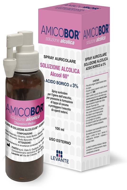 SOLUZIONE ALCOLICA PER IRRIGAZIONE DELL'ORECCHIO AMICOBOR 100 ML - Farmacia Nuova Dr.ssa Gabriella Catellani