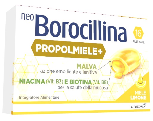 NEOBOROCILLINA PROPOLMIELE+ MIELE/LIMONE 16 PASTIGLIE - Farmacia Nuova Dr.ssa Gabriella Catellani